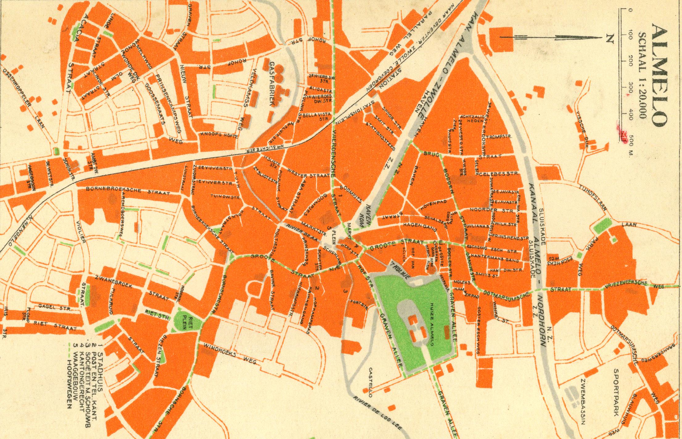 Oude Kaart Van Almelo Met De Haven